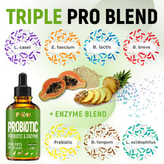 Golden Paw probiotic blend with organic ingredients hints at natural formulation for pets.
