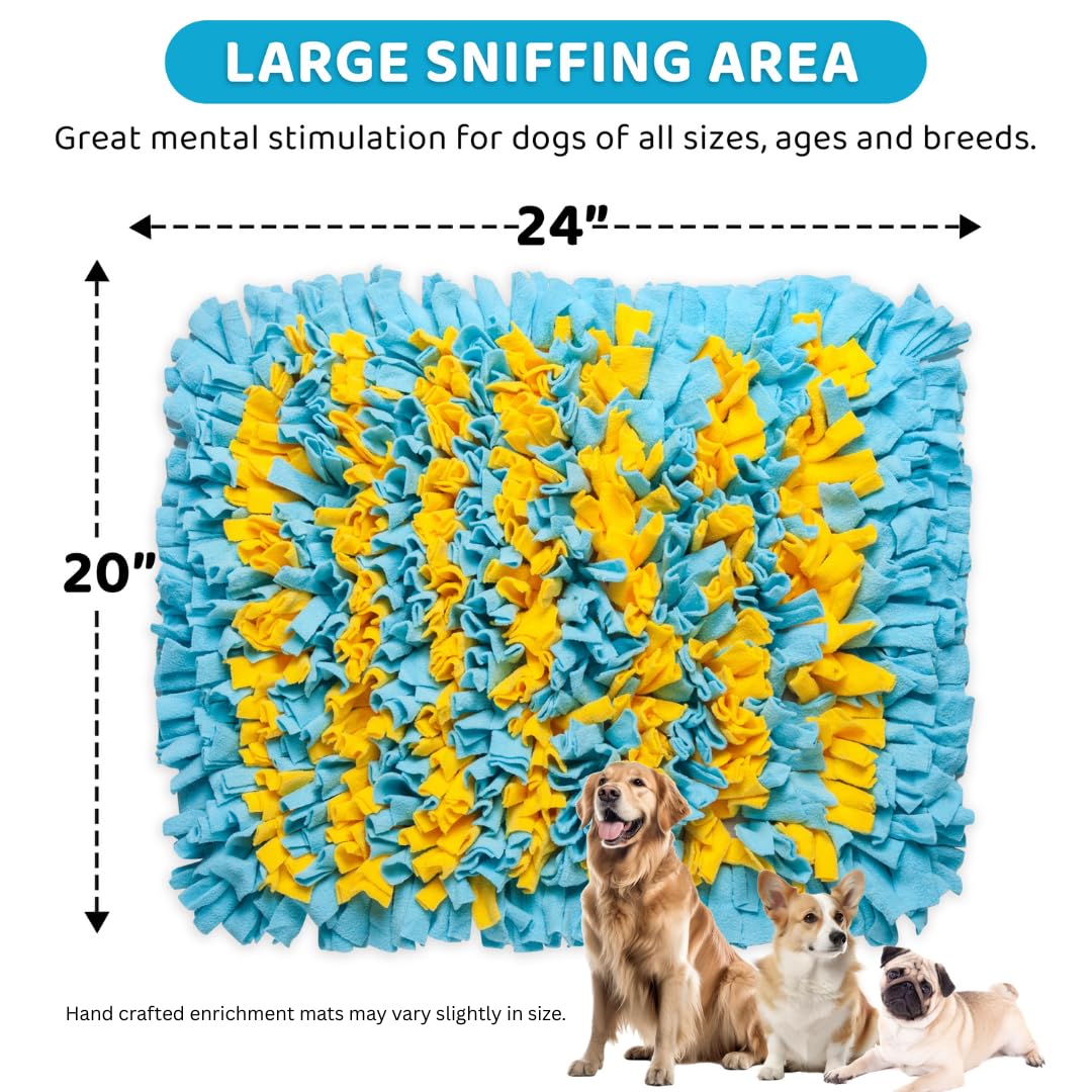 Golden Pup Enrichment Snuffle Mat treat-hiding tunnels in action.