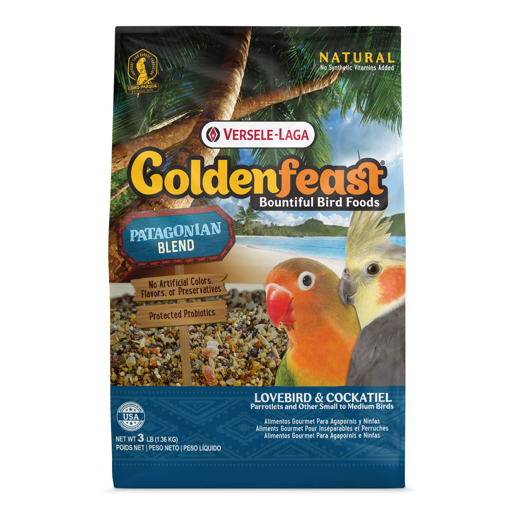 Goldenfeast VL Patagonian Blend in a bowl, varied pieces for small birds' foraging