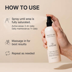 Goldie Dog Essentials Miracle Mist spray in use on skin surface