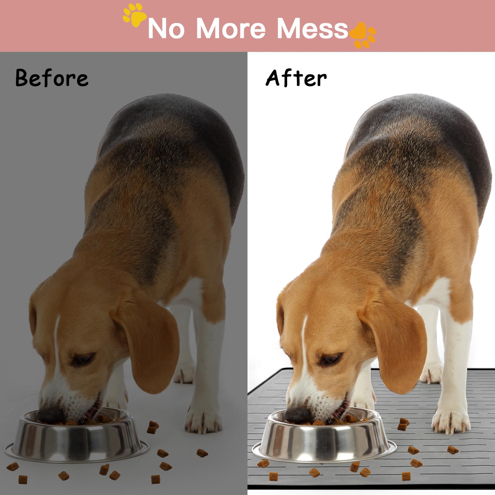 Goldleaf spacious 48x32 mat lets multiple pets eat together neatly