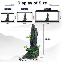 GOLOMOZ mountain landscape ornament with green accents enhances aquarium realism.