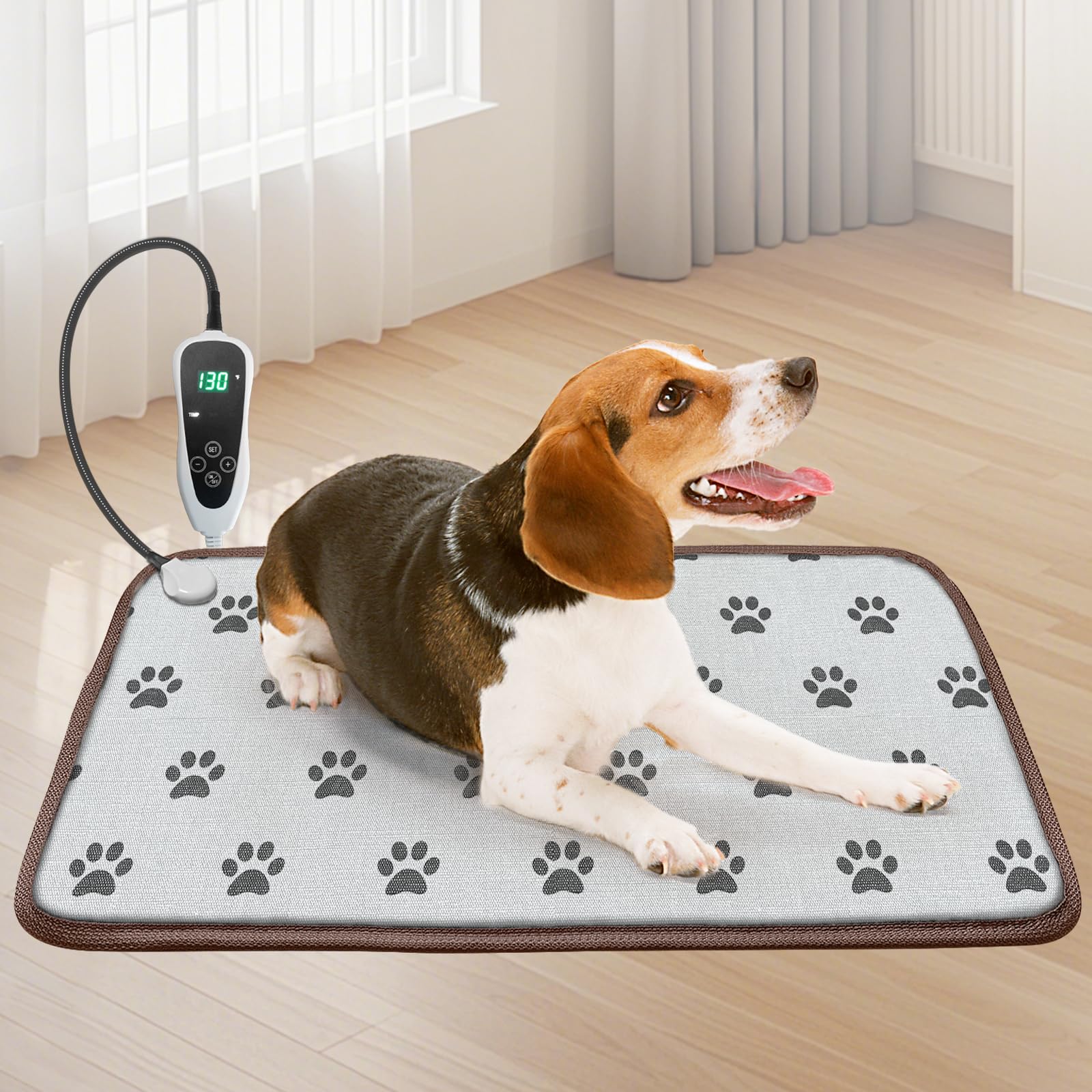 GOLOPET dog heating pad overview shows ample 28x18 inch surface for pets