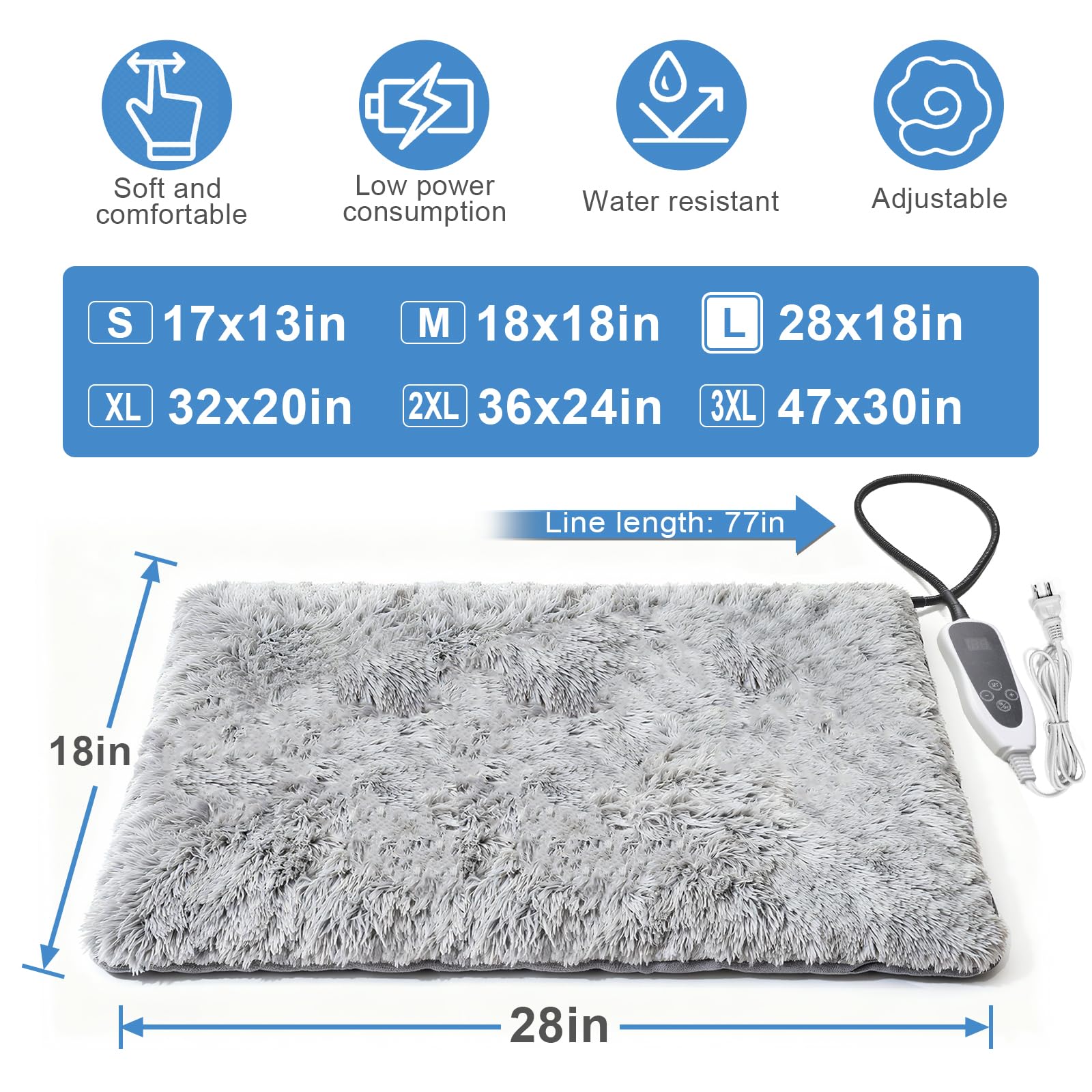 GOLOPET dog heating pad with power line protection tube safeguards cables.
