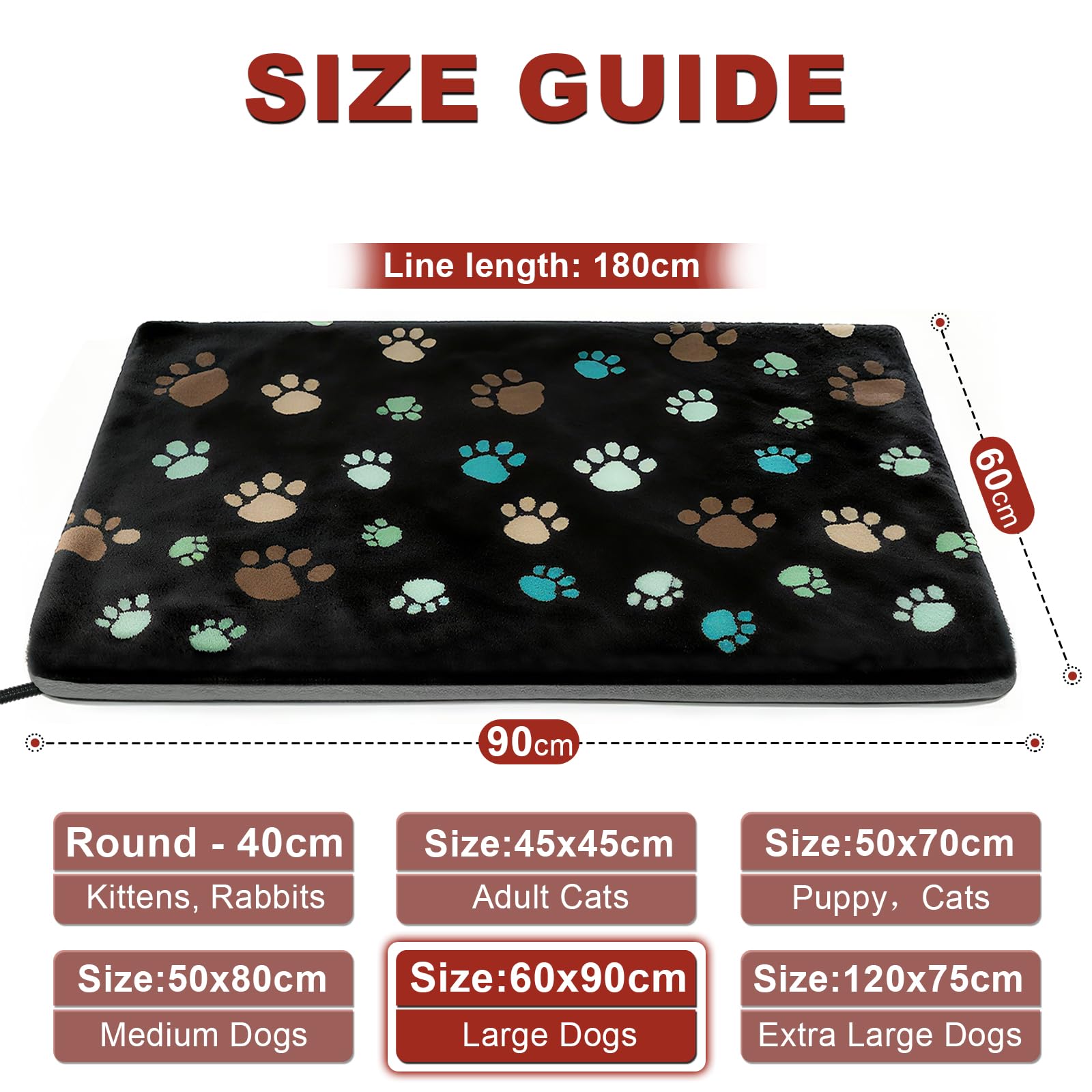 GOLOPET heating pad showing 13 timer options for customizable use