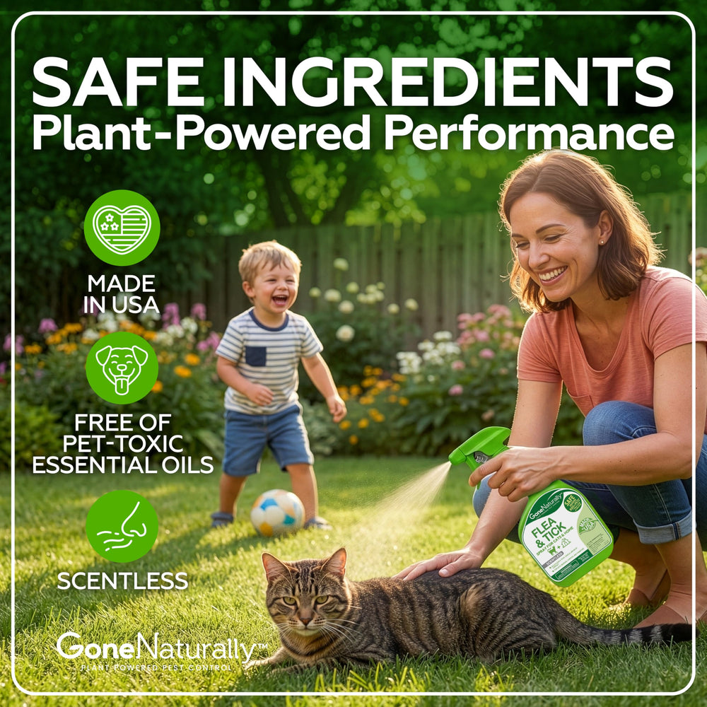 GoneNaturally home spray for bed and living areas reduces environmental flea sources