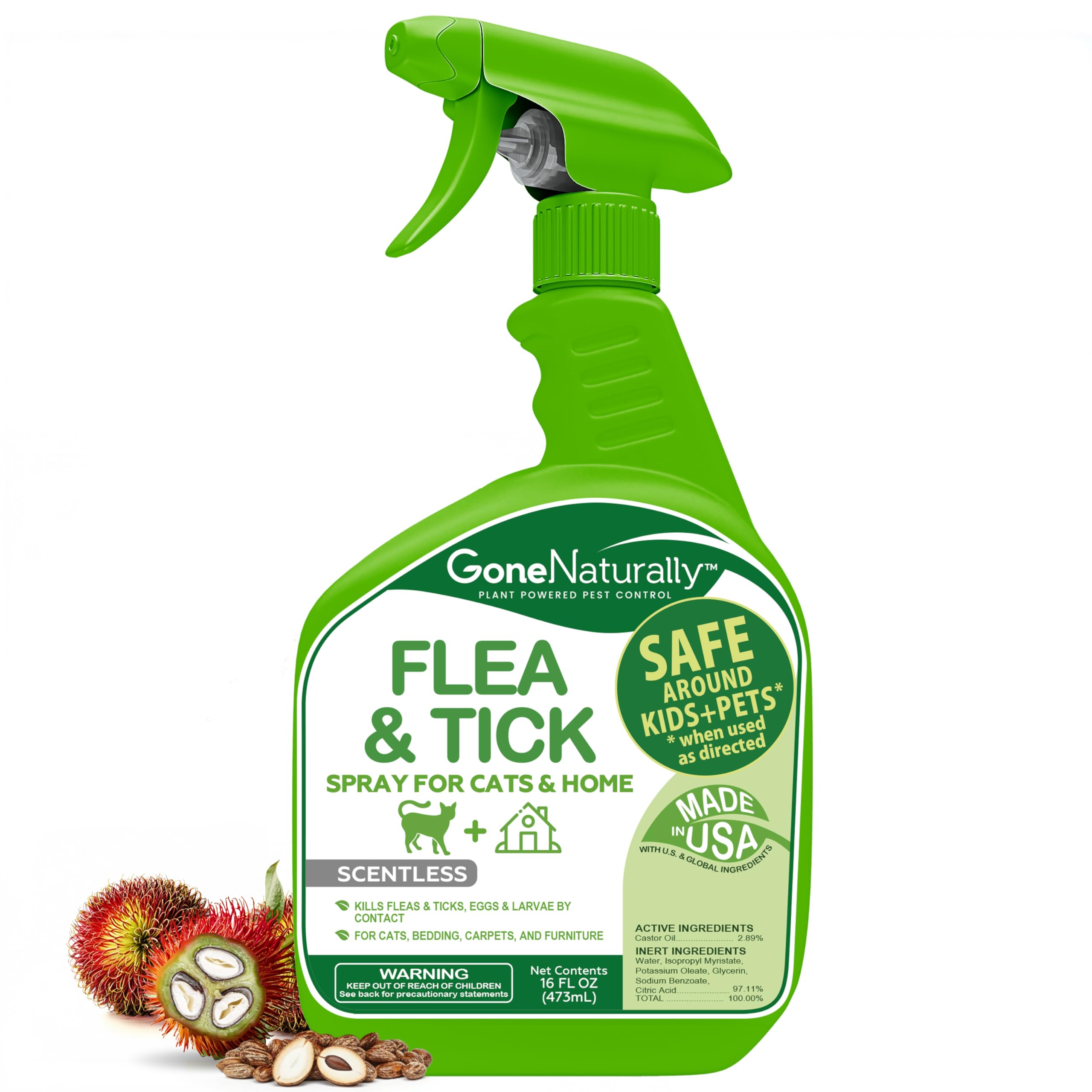 GoneNaturally Flea and Tick Spray for cats coats evenly, protecting against fleas and ticks