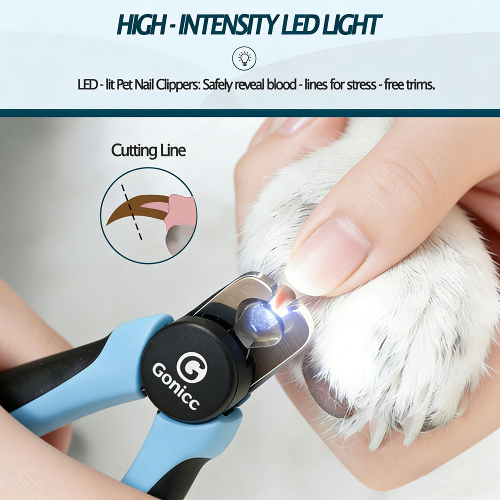 Gonicc LED nail clippers featuring safety lock for secure storage and travel.