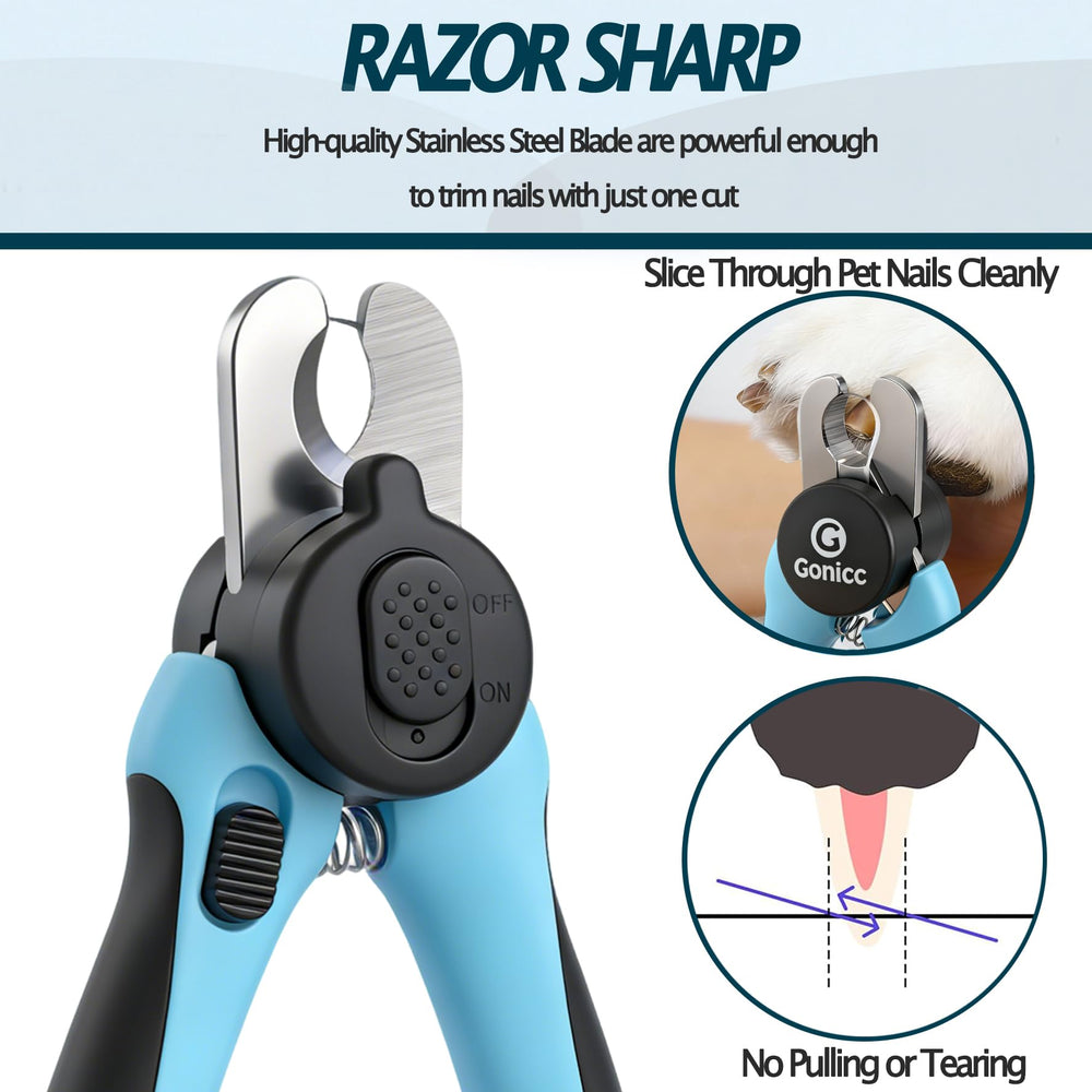 Gonicc professional stainless steel blades provide clean cuts on tough nails.