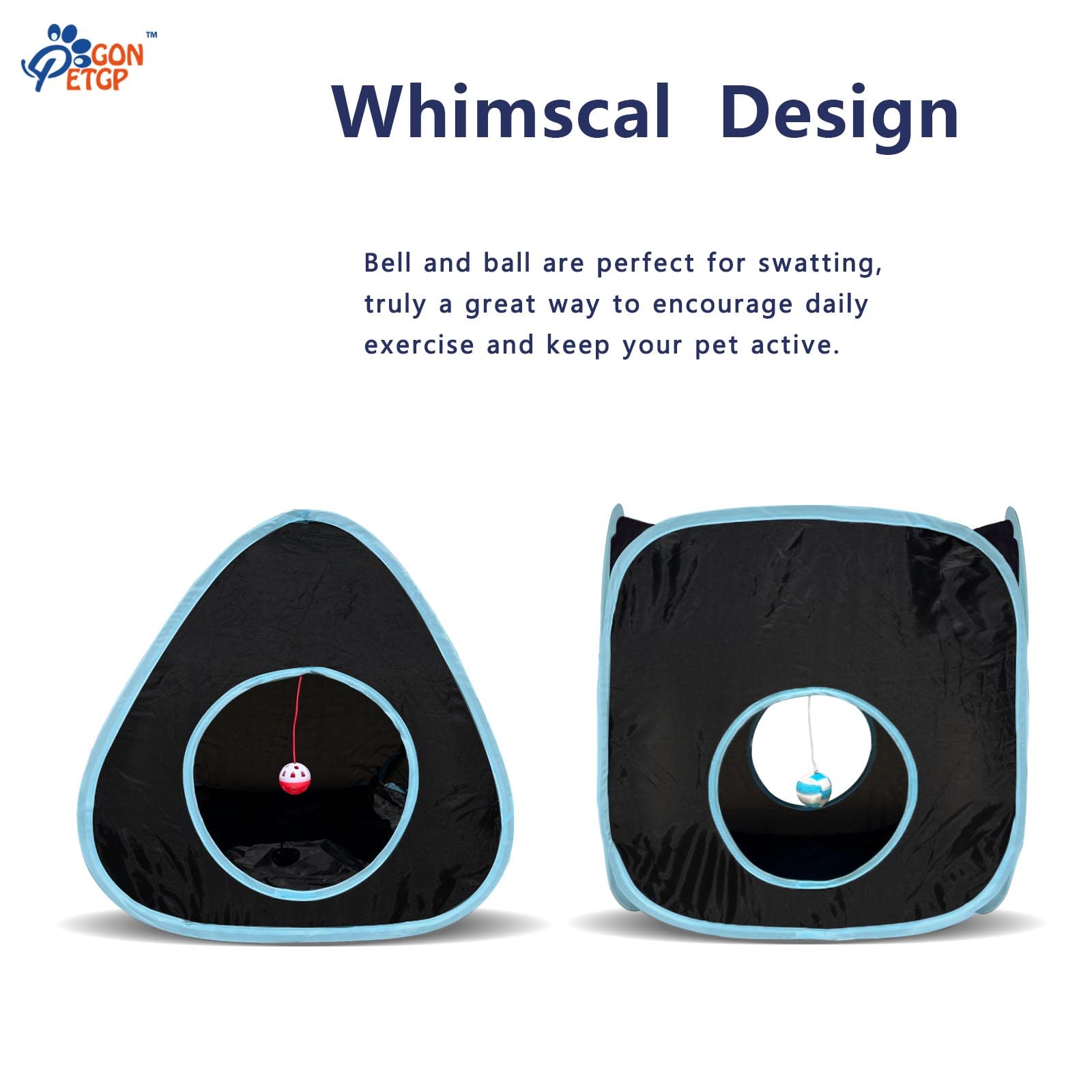 GONPETGP cat tunnel with crinkle sound and exit ball for interactive fun.