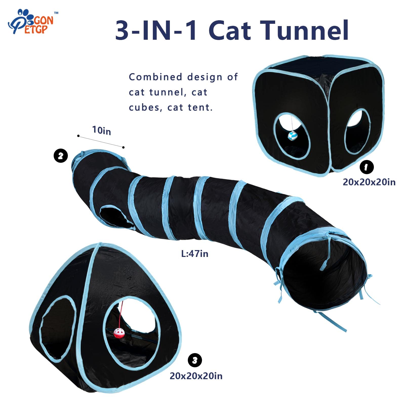 GONPETGP detachable cat tunnel offers flexible DIY shapes for varied play spaces.