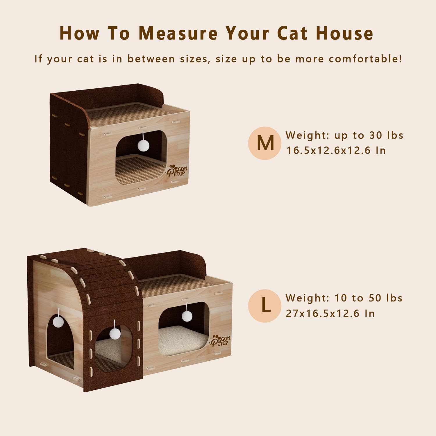 GONPETGP dual-zone haven with lower cave for naps and hide-and-seek.