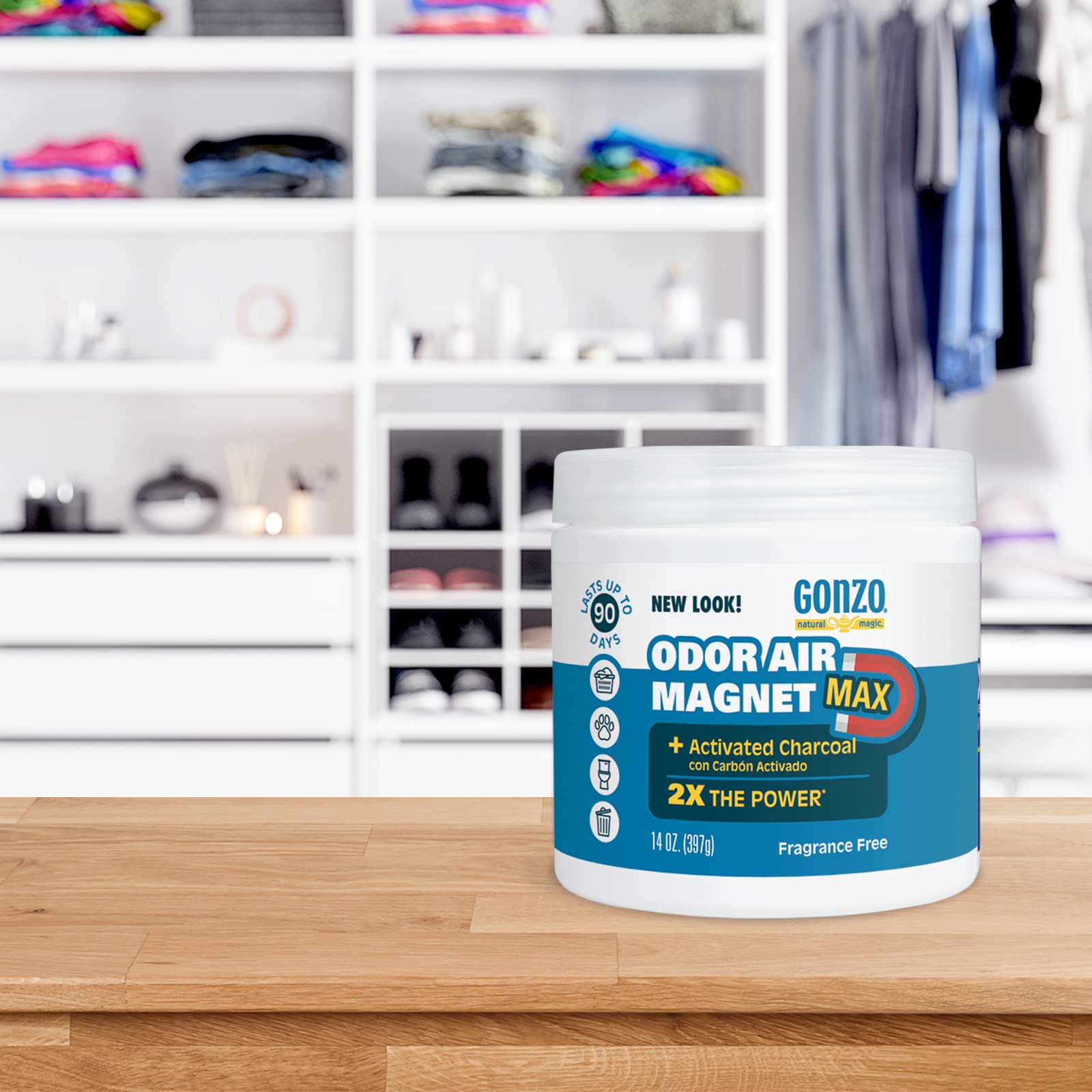 Gonzo Odor Air-Magnet in car application reduces lingering smells.