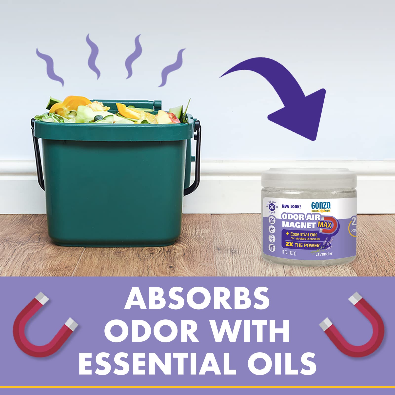 Gonzo Odor Air Magnet Max smoke-odor gel for living areas.