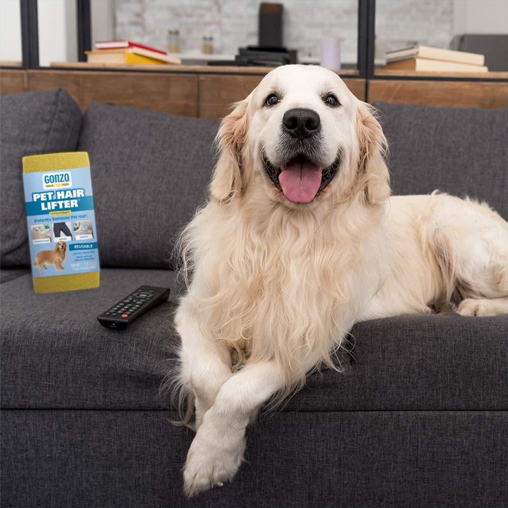 Gonzo Pet Hair Remover two-pack works on clothing fibers and upholstery.