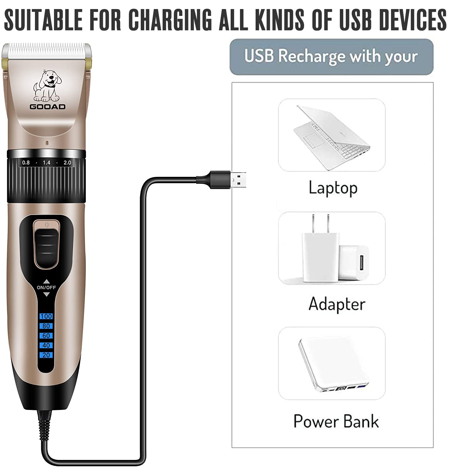 Gooad cordless kit with travel-friendly case for grooming on the go.