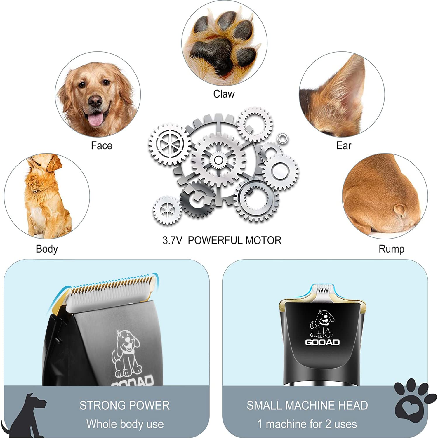 Gooad 2-blade set designed for thick coats and precise trimming