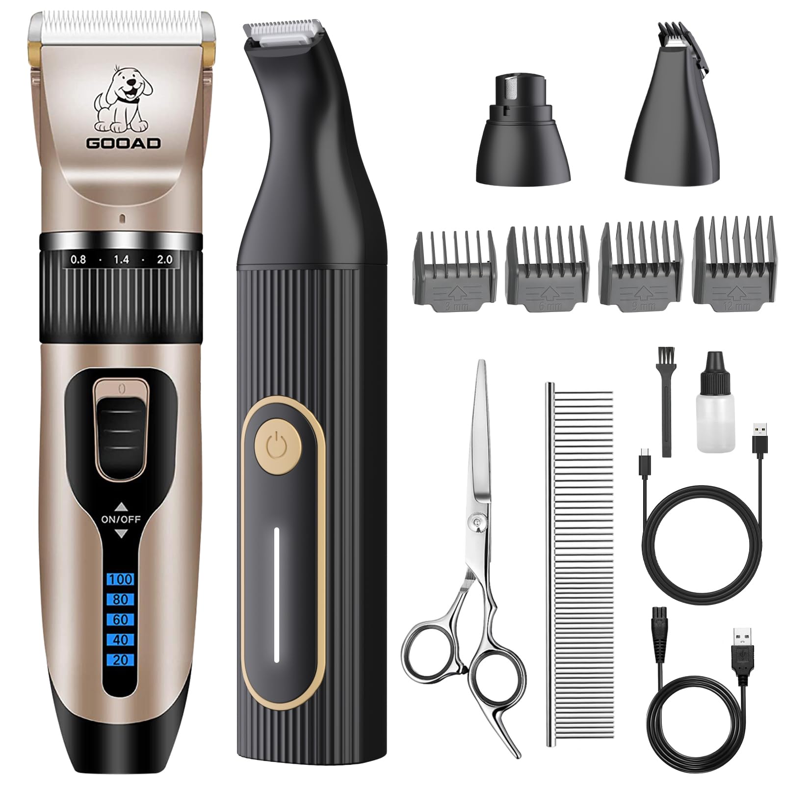 Gooad dog clippers kit front view for easy home grooming sessions.