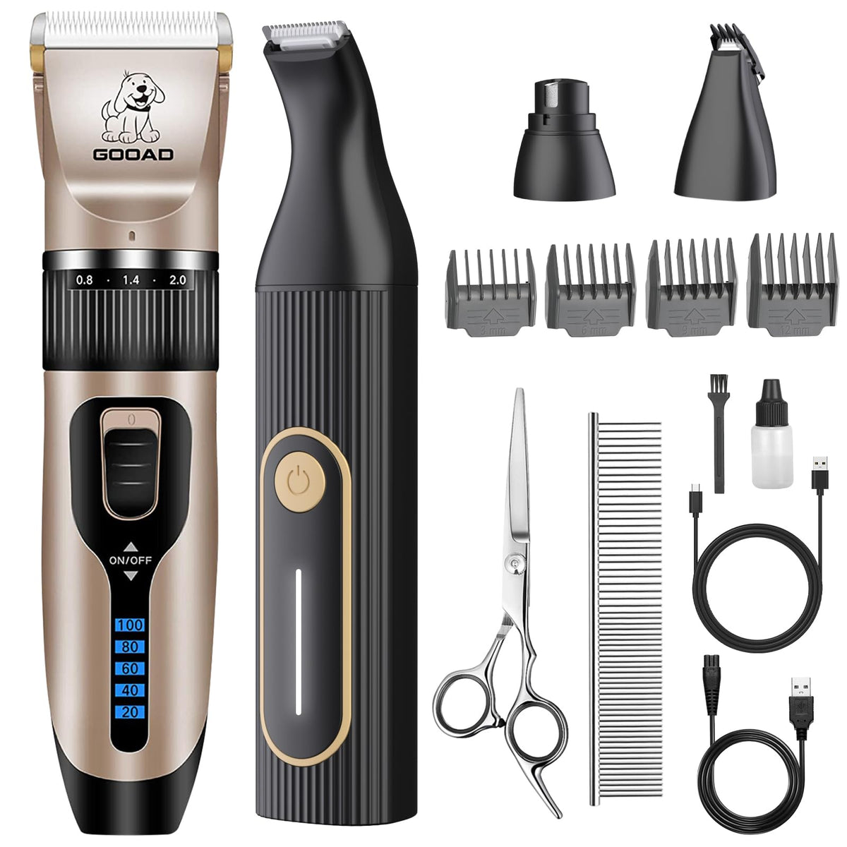 Gooad dog clippers kit front view for easy home grooming sessions.