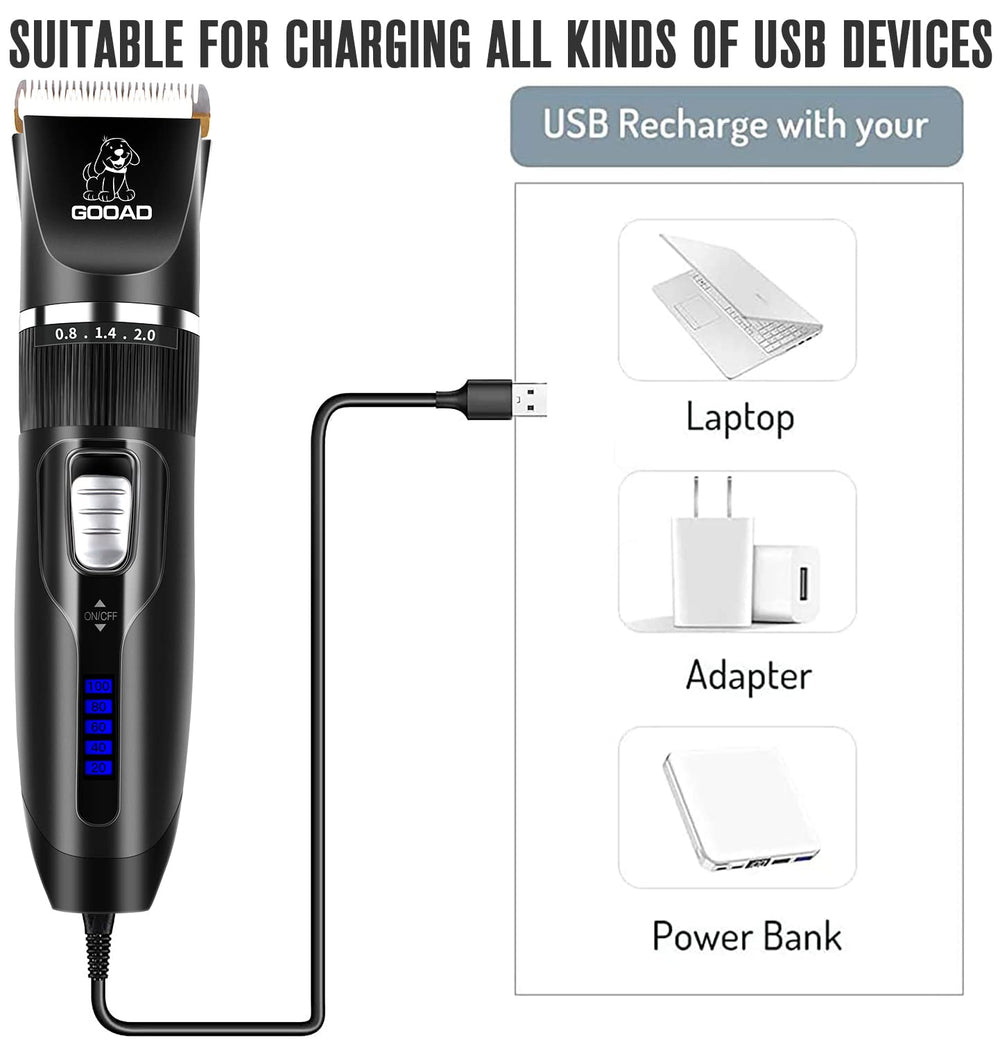 Gooad USB rechargeable clippers for cordless grooming sessions