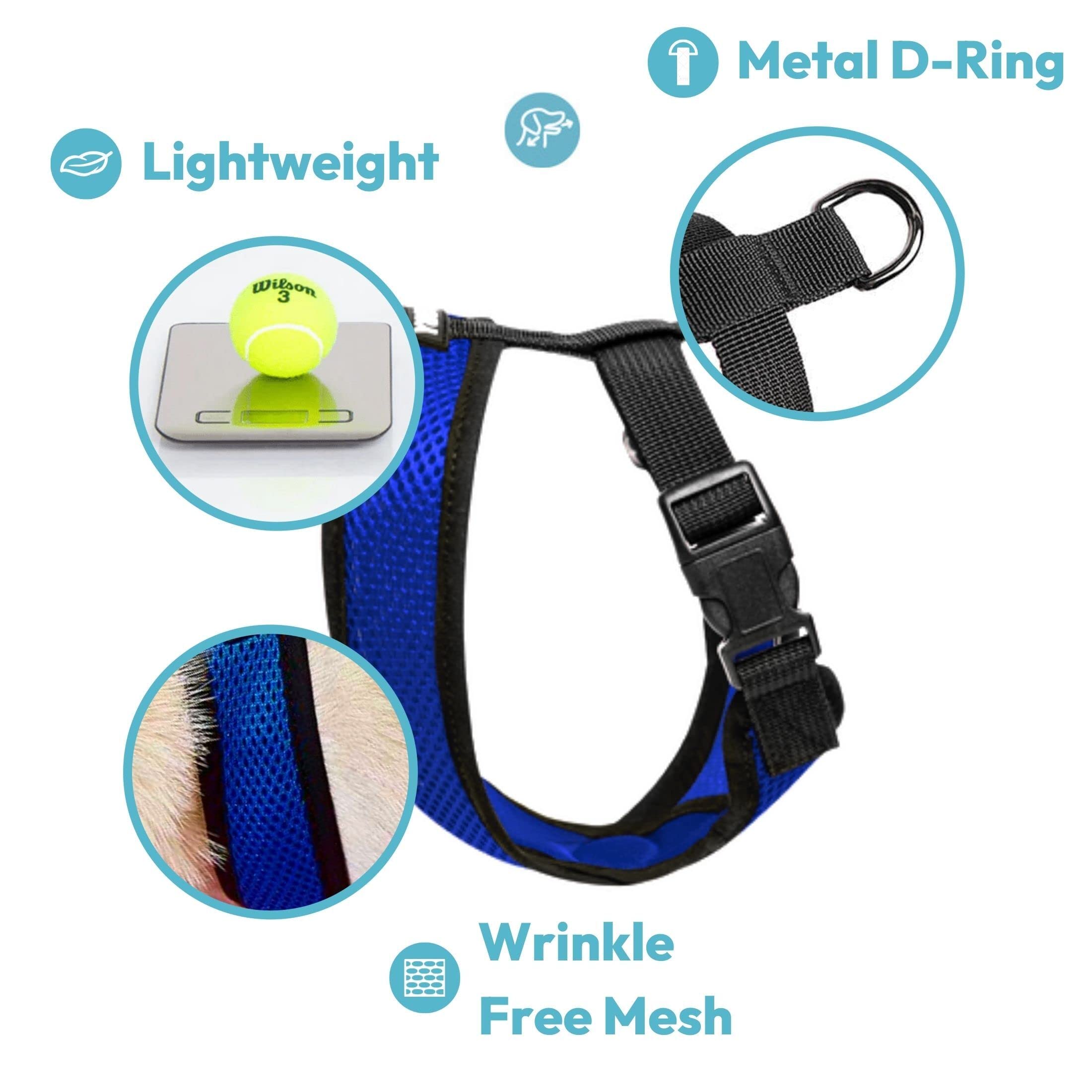 Gooby Choke Free Comfort X blue small easy care harness for pets