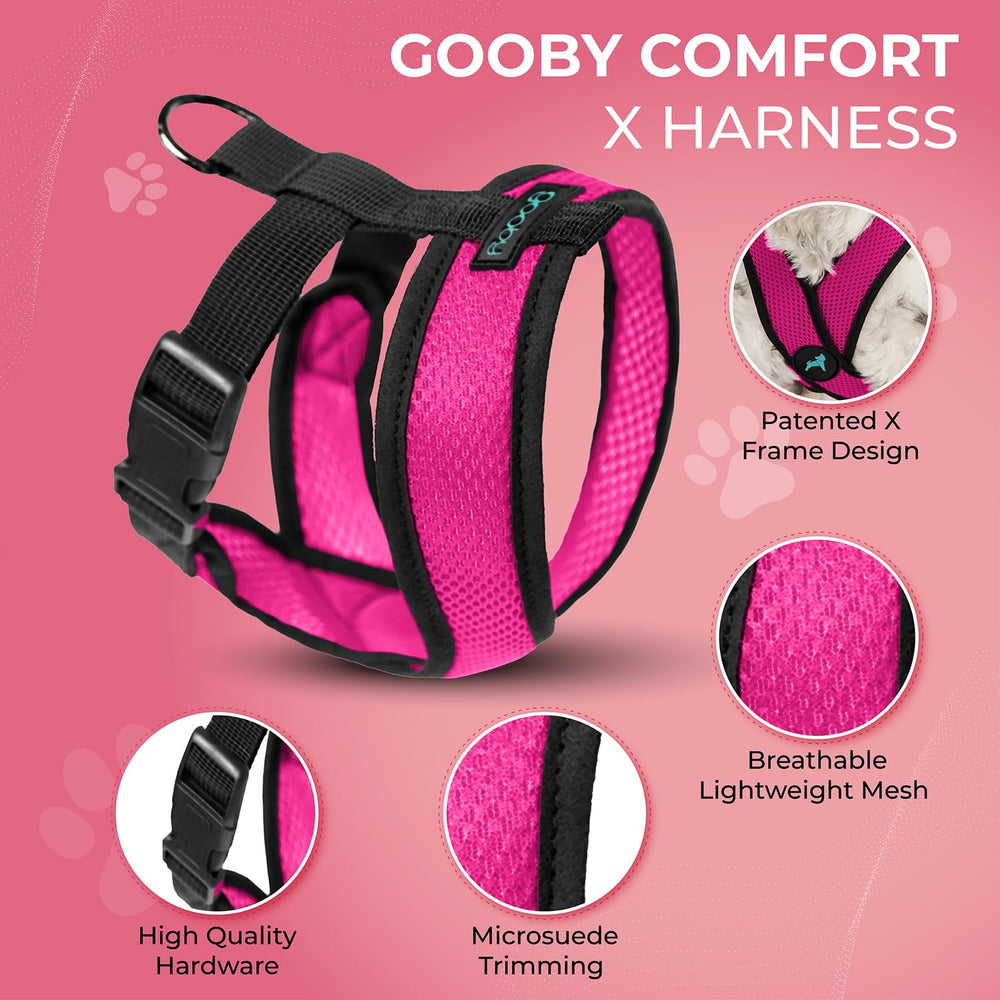 Gooby Comfort X Harness Flamingo Pink back D-ring enables secure, controlled walks.