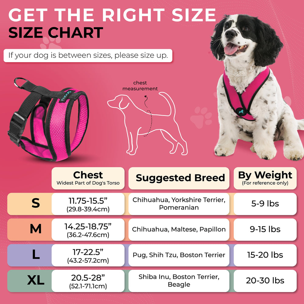 Gooby Comfort X Harness Flamingo Pink chest-fit closeup for accurate sizing.