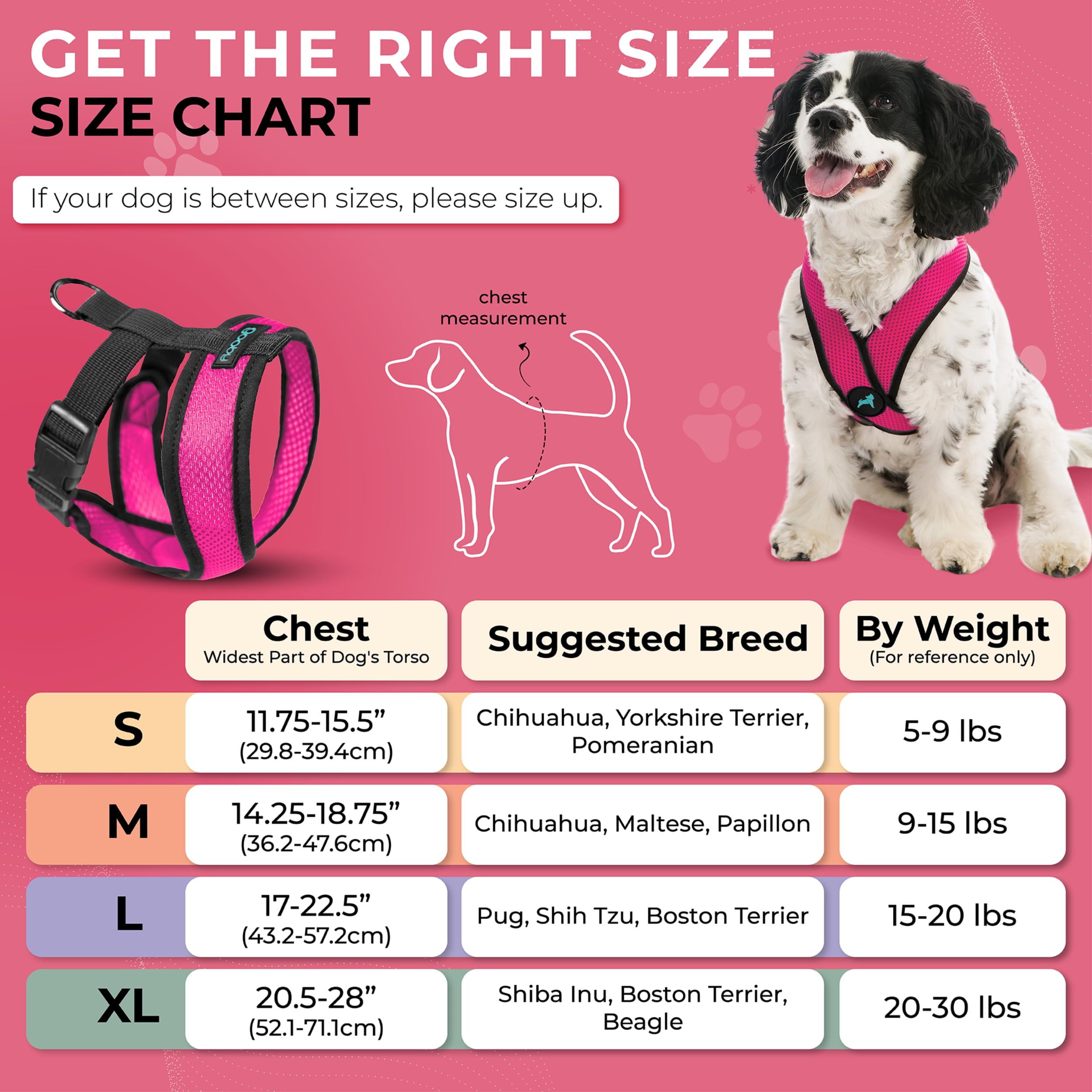 Gooby Comfort X Harness Flamingo Pink chest-strap X frame reduces neck pressure.