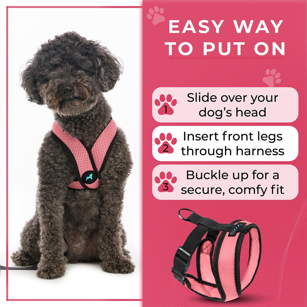 Gooby Comfort X Harness size large for small to medium dogs with chest sizing guidance.
