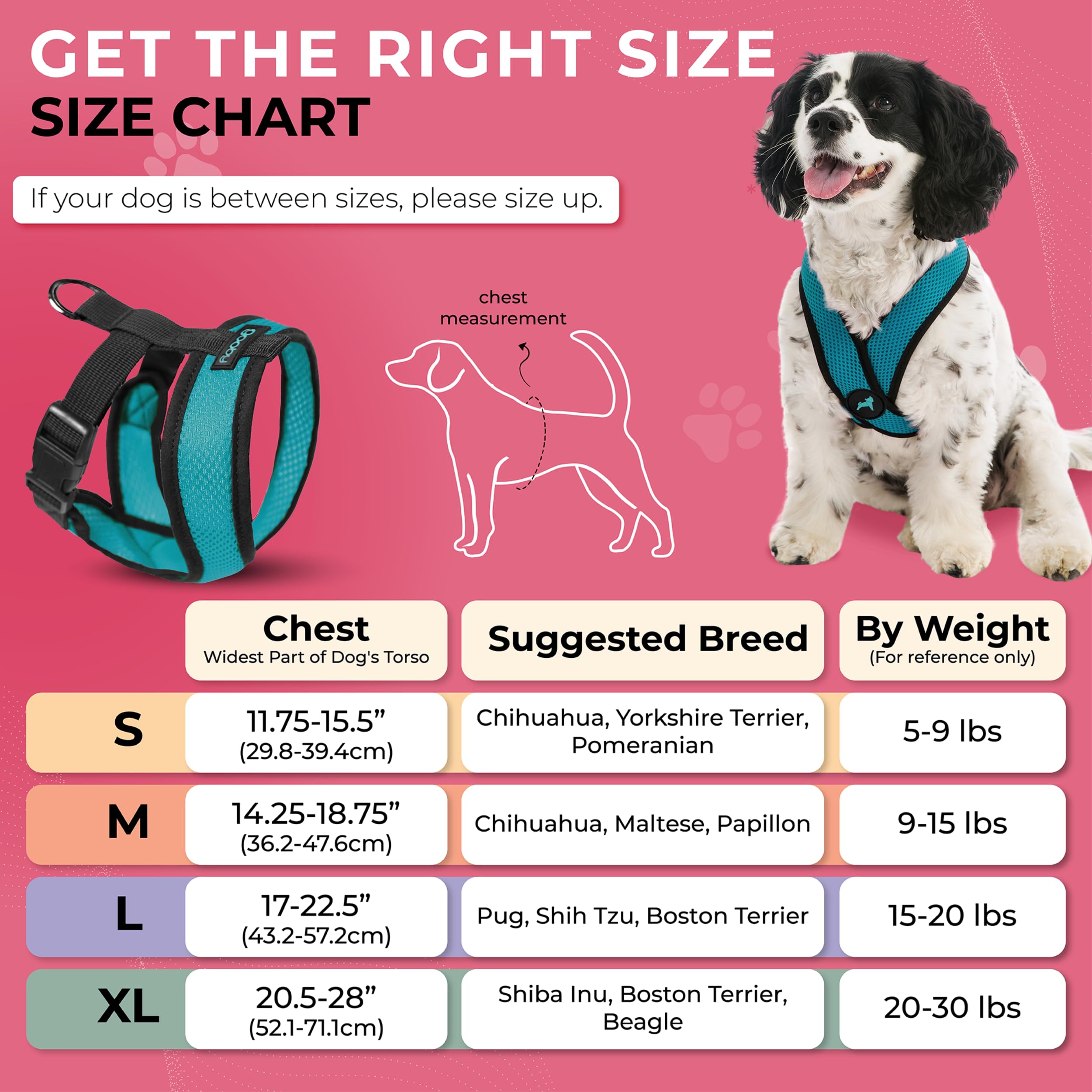 Gooby Comfort X Head-in Harness turquoise padded-strap closeup enhances comfort.