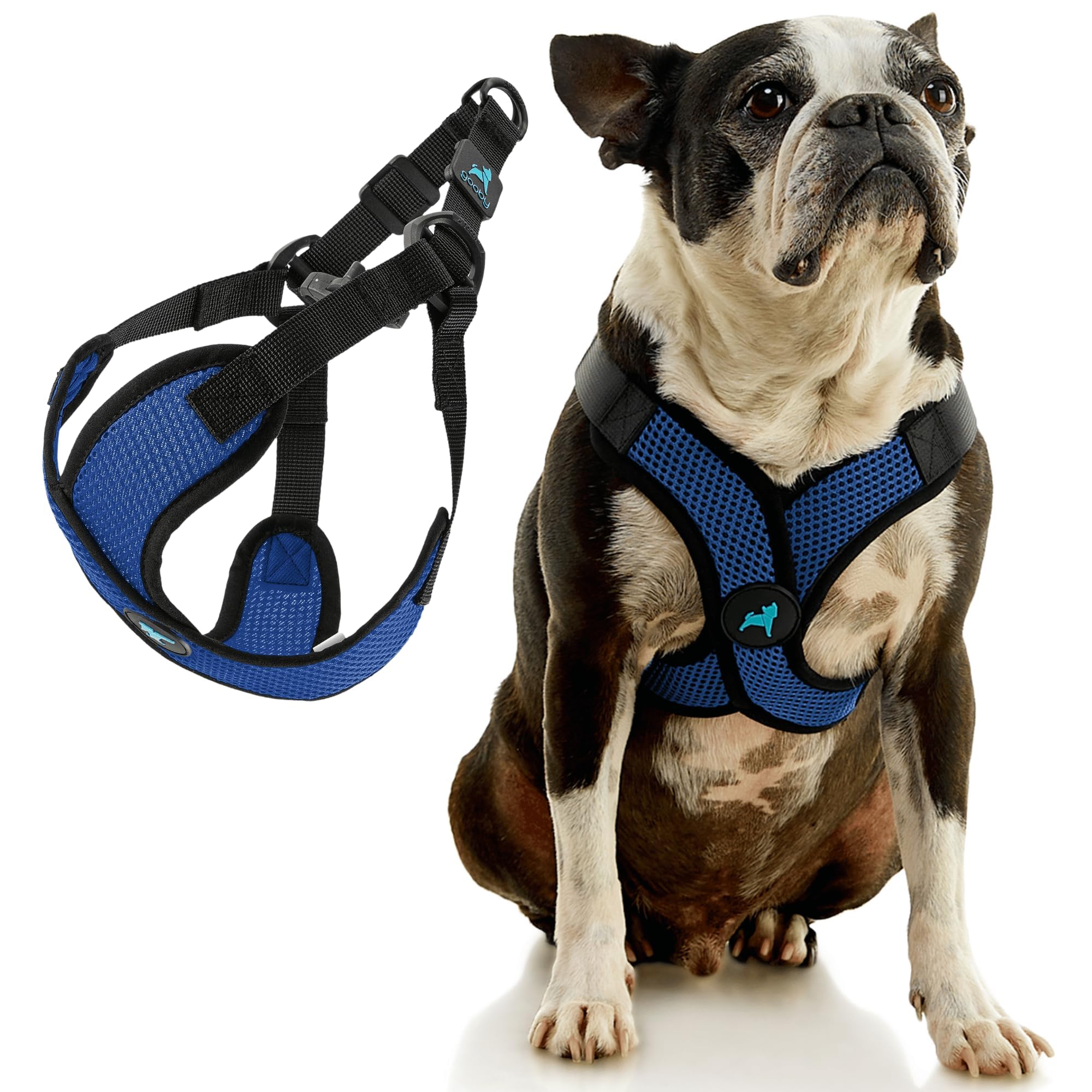 Gooby Comfort X Step in Lite Harness choke-free design protects delicate throats.