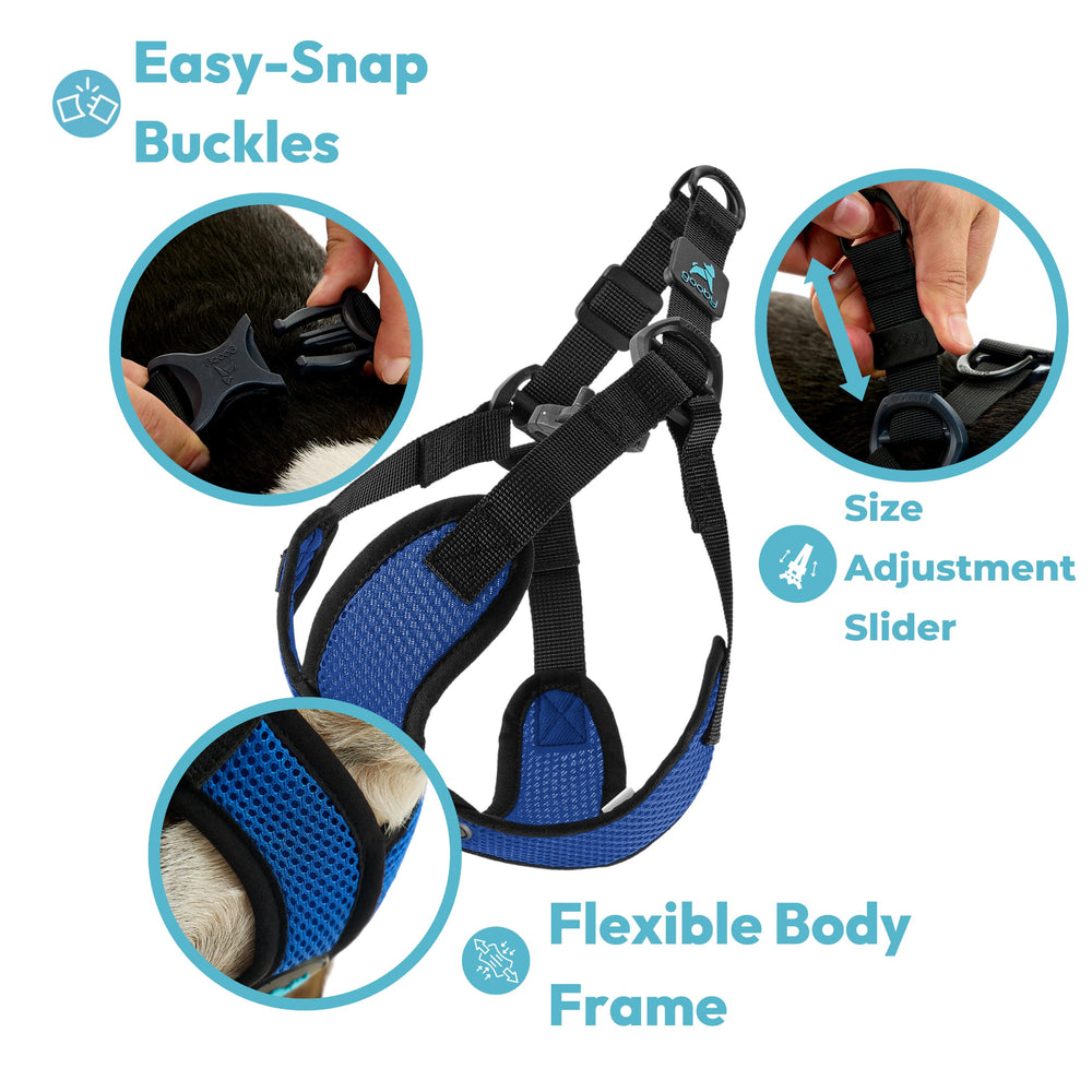 Gooby Comfort X Step in Lite Harness purple medium, breathable-mesh close-up, quick-drying fabric for everyday wear.