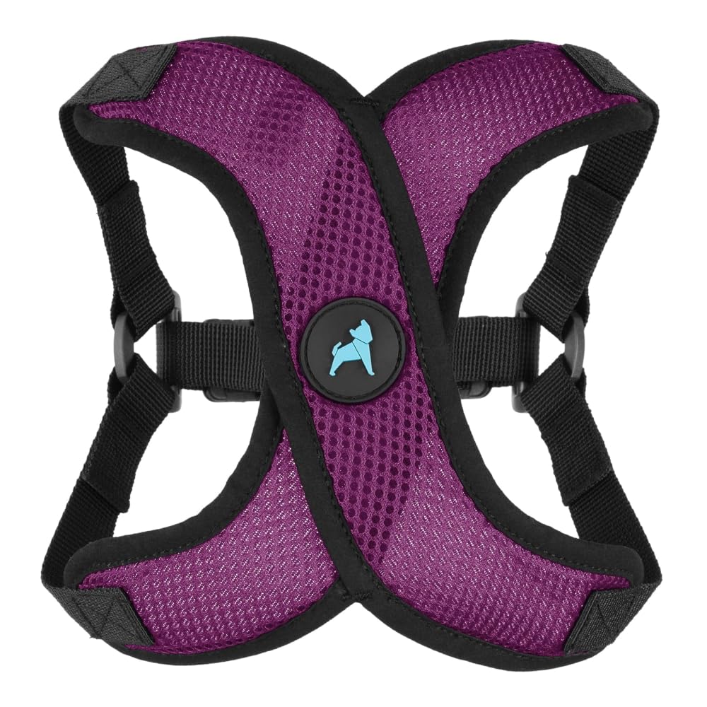 Gooby Comfort X Step in Lite Harness purple medium, front view, secure step-in fit for daily walks.