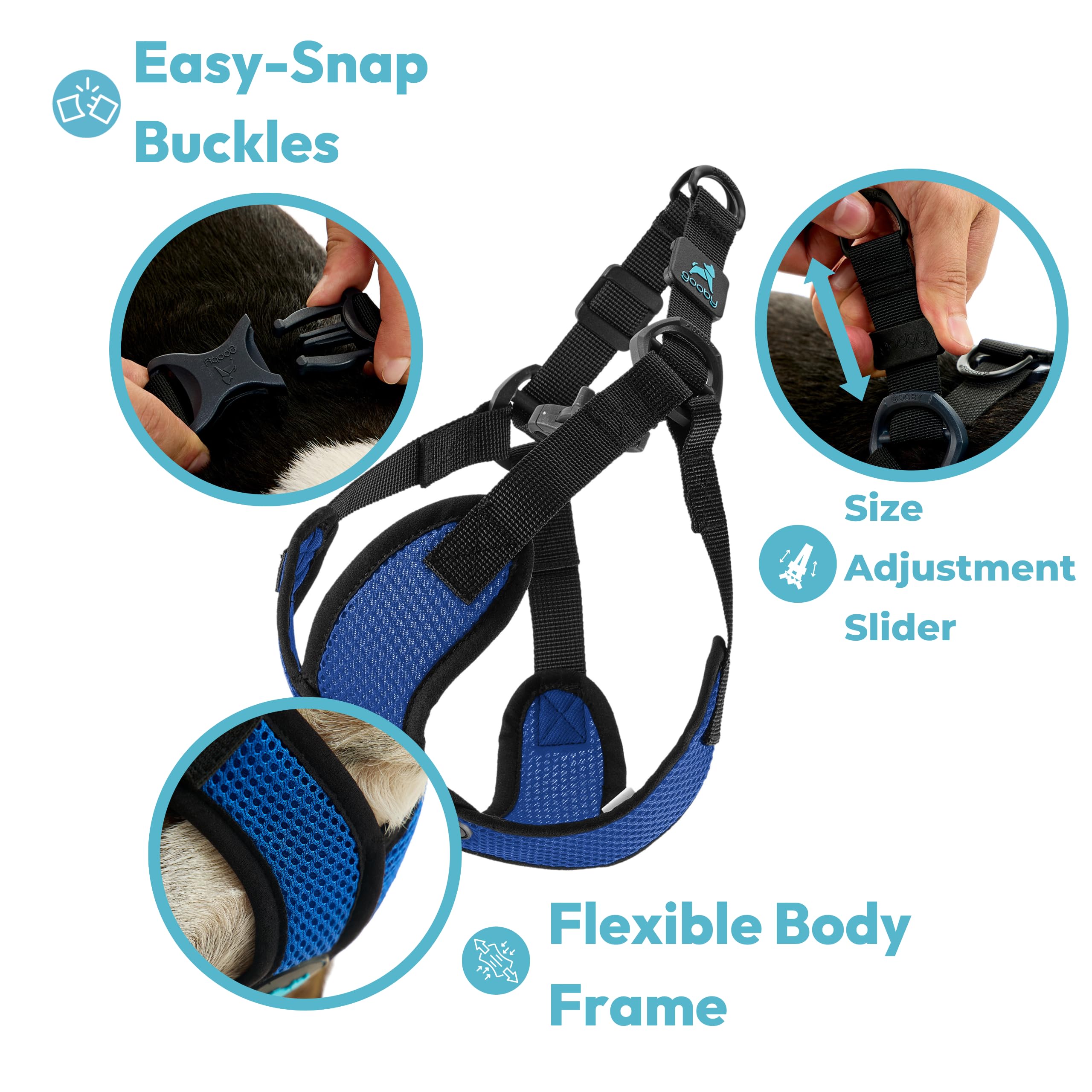 Gooby Comfort X Step in Lite harness quick-release buckle for easy on-off.