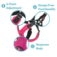 Gooby Escape Free Sport Harness pink four-point adjustment for a precise fit.