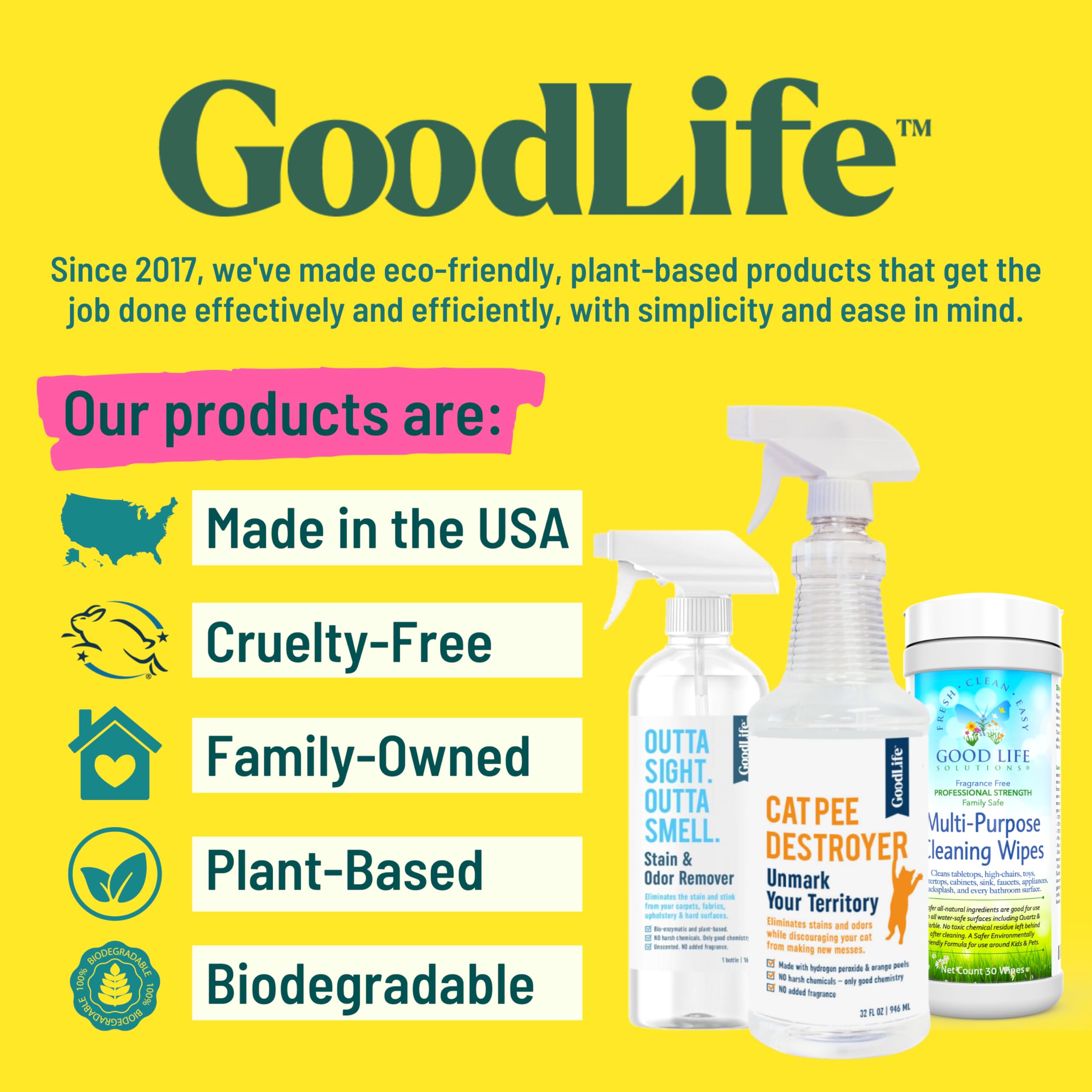 Good Life Solutions Cat Pee Destroyer deterrent scent helps prevent repeat messes.