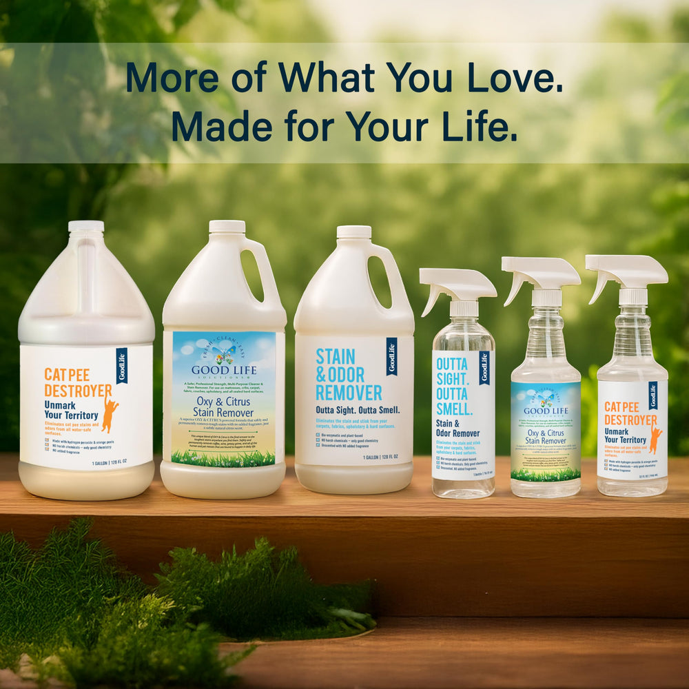 Good Life Solutions Cat Pee Destroyer revitalizes upholstery and couches.