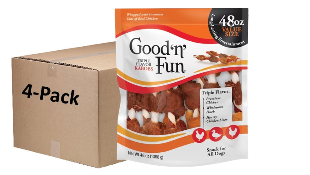 Good 'n' Fun triple flavor kabobs pack 1 — savory rawhide chew for dogs