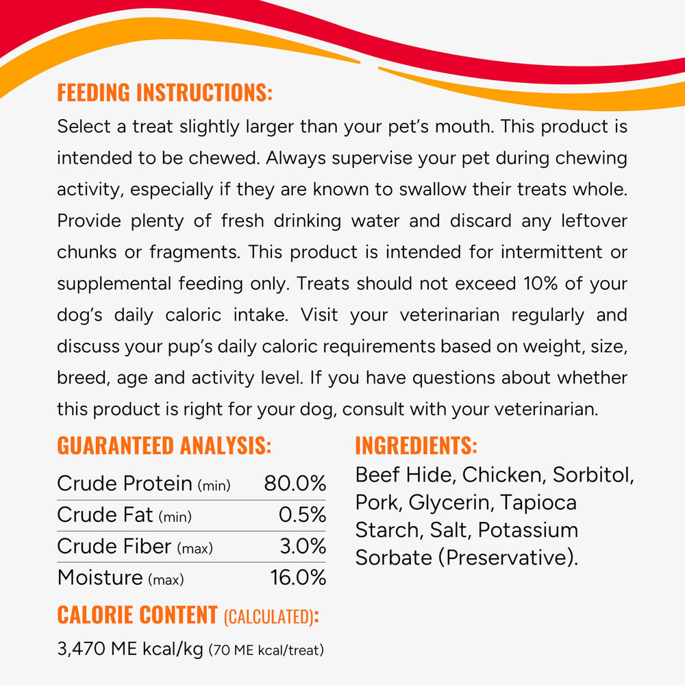 GOOD 'N' FUN Triple Flavor Mighty Chewer Sticks beef-hide base, durable chew for strong chewers.