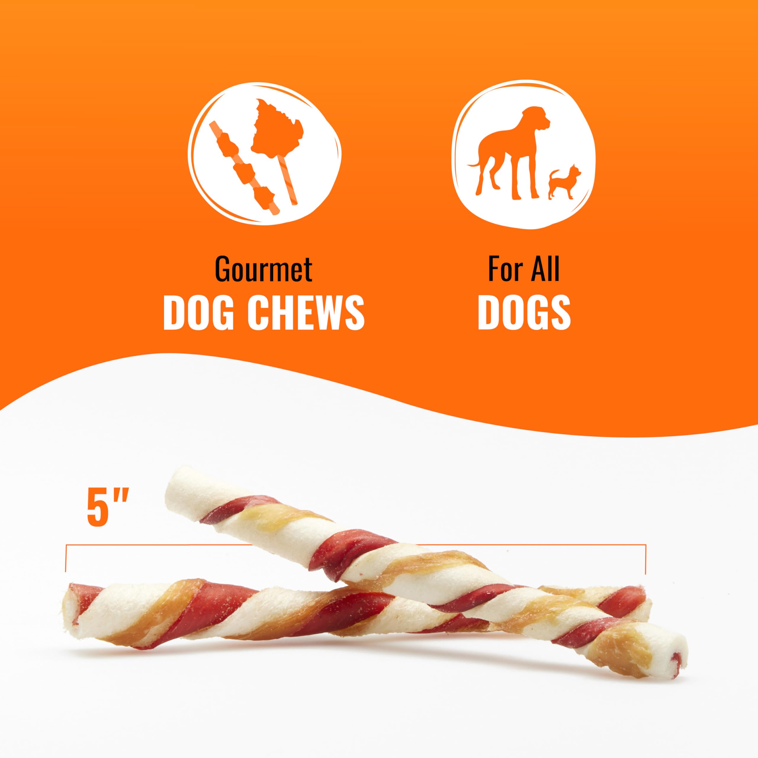Close-up of ingredients: beef hide, pork flavor, real chicken.