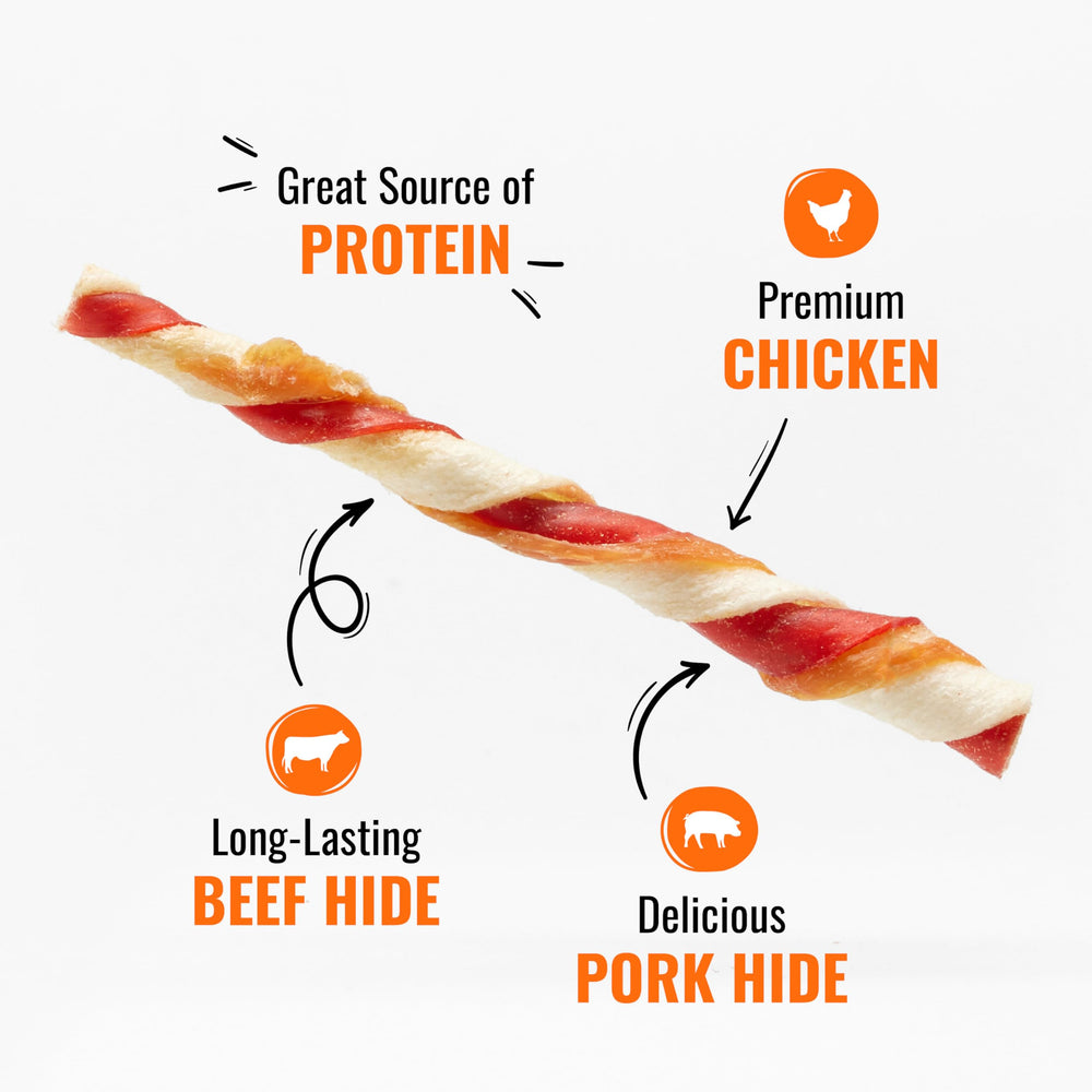 Good 'N' Fun Triple Flavor Twist product image, premium rawhide chew.