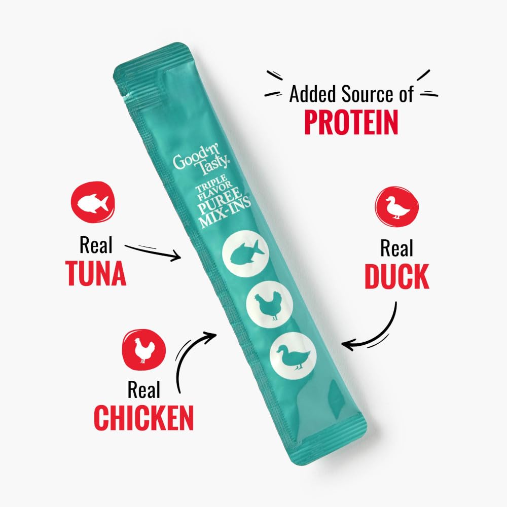 Good 'N' Tasty chicken topper enhances kibble taste for picky dogs.