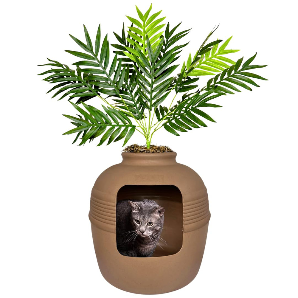 Good Pet Stuff Hidden Litter Box Planter front view shows discreet cat privacy