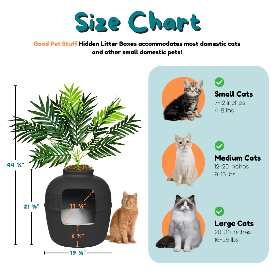 Good Pet Stuff Hidden Litter Box Planter—matte black finish complements modern interiors and hides litter mess