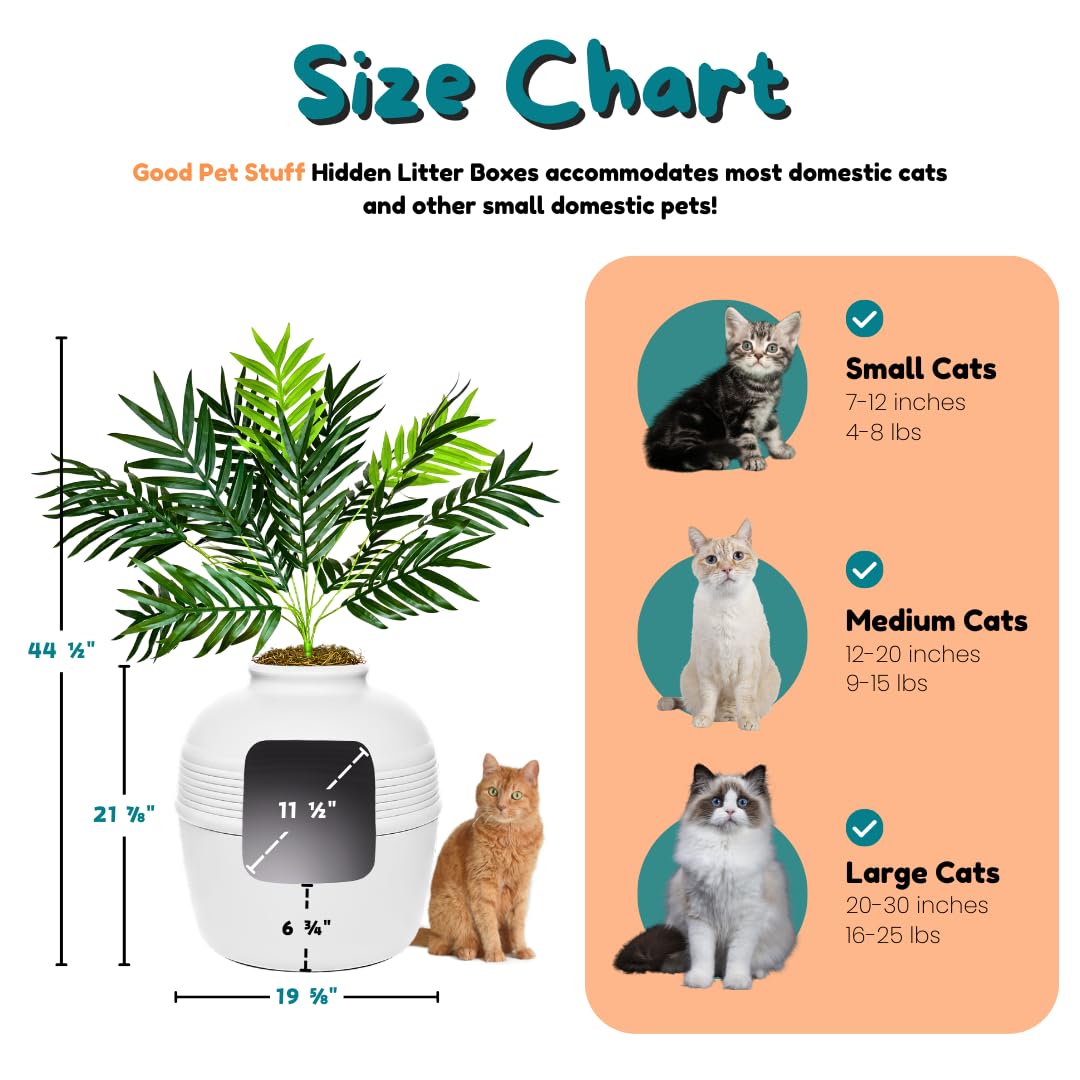 Good Pet Stuff Hidden Litter Box Planter open door simplifies scooping and cleaning