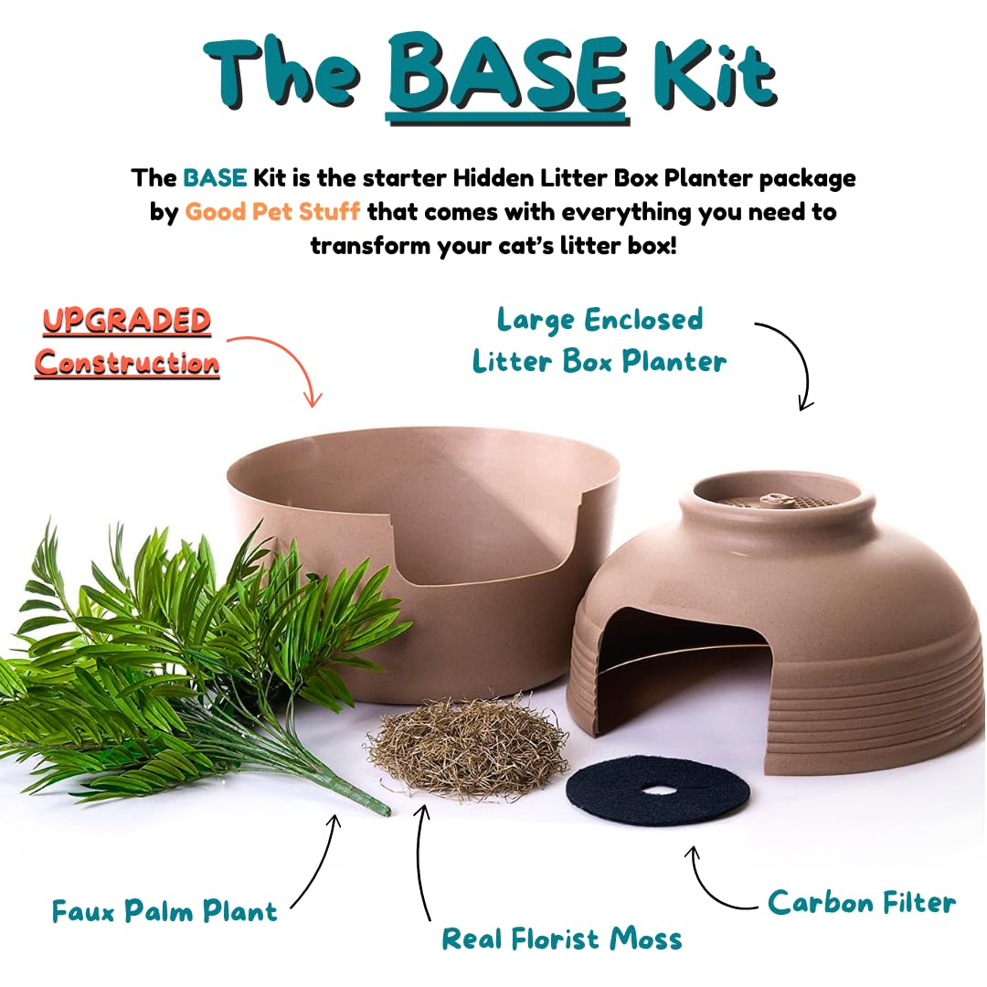 Good Pet Stuff faux plant accent, decorative cover with cat-friendly enclosure.