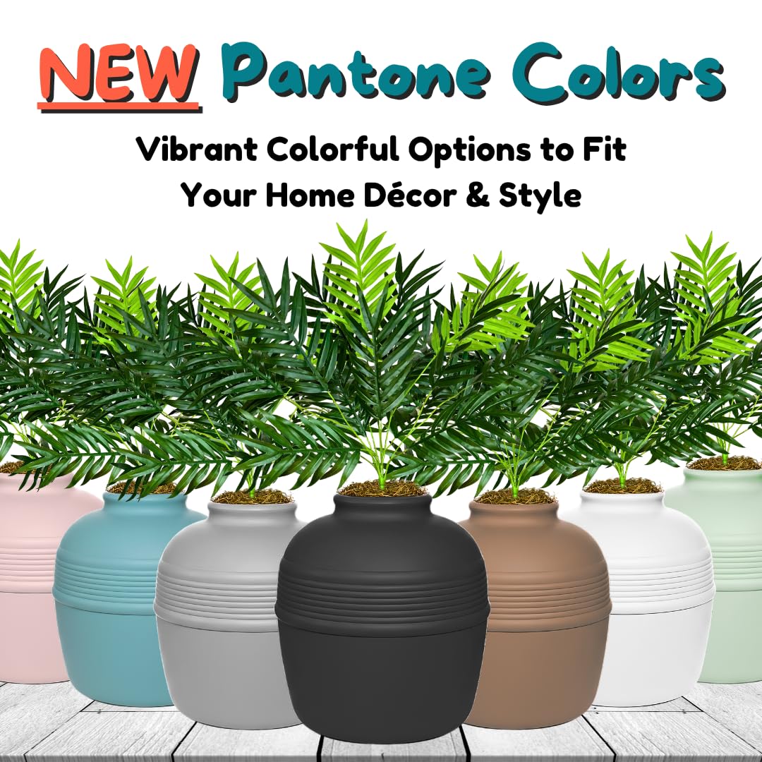 Good Pet Stuff Hidden Litter Box Planter—round design blends into furniture while providing hidden litter solution