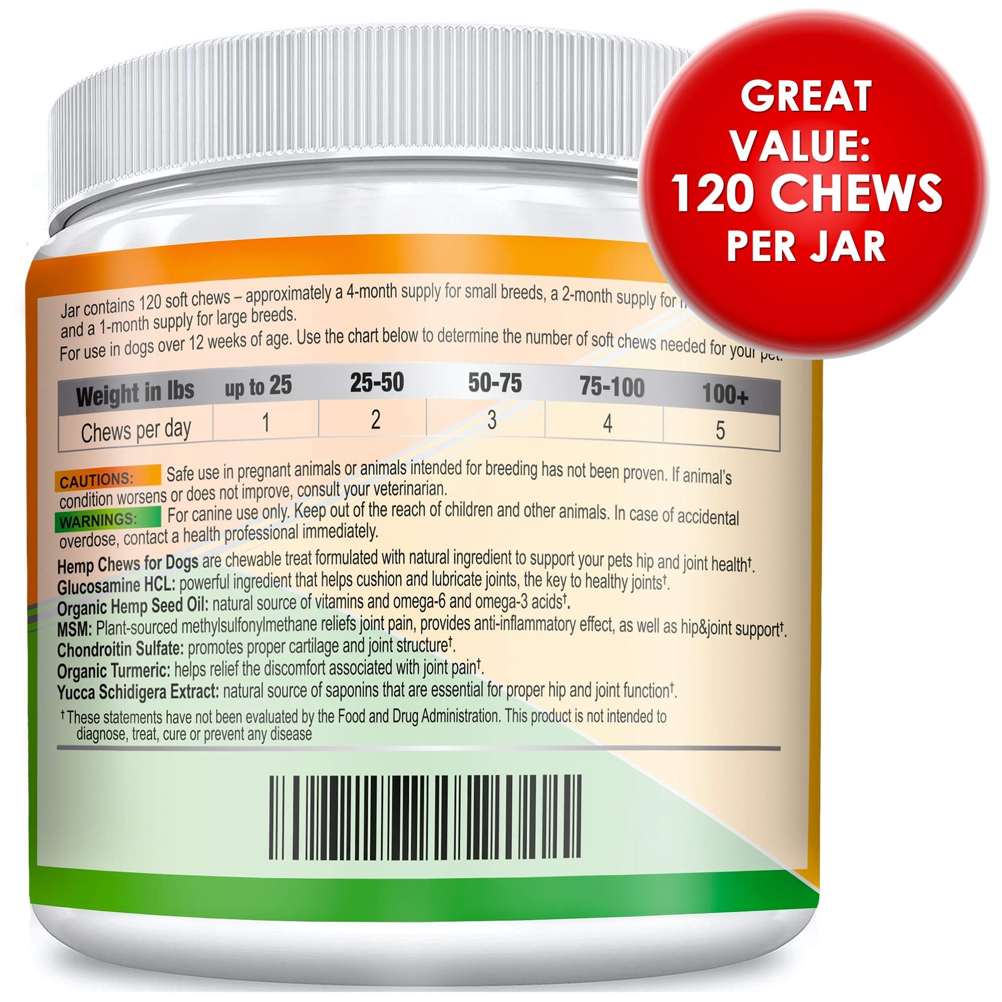 GOODGROWLIES 120 soft chews per jar offer convenient daily joint health support.