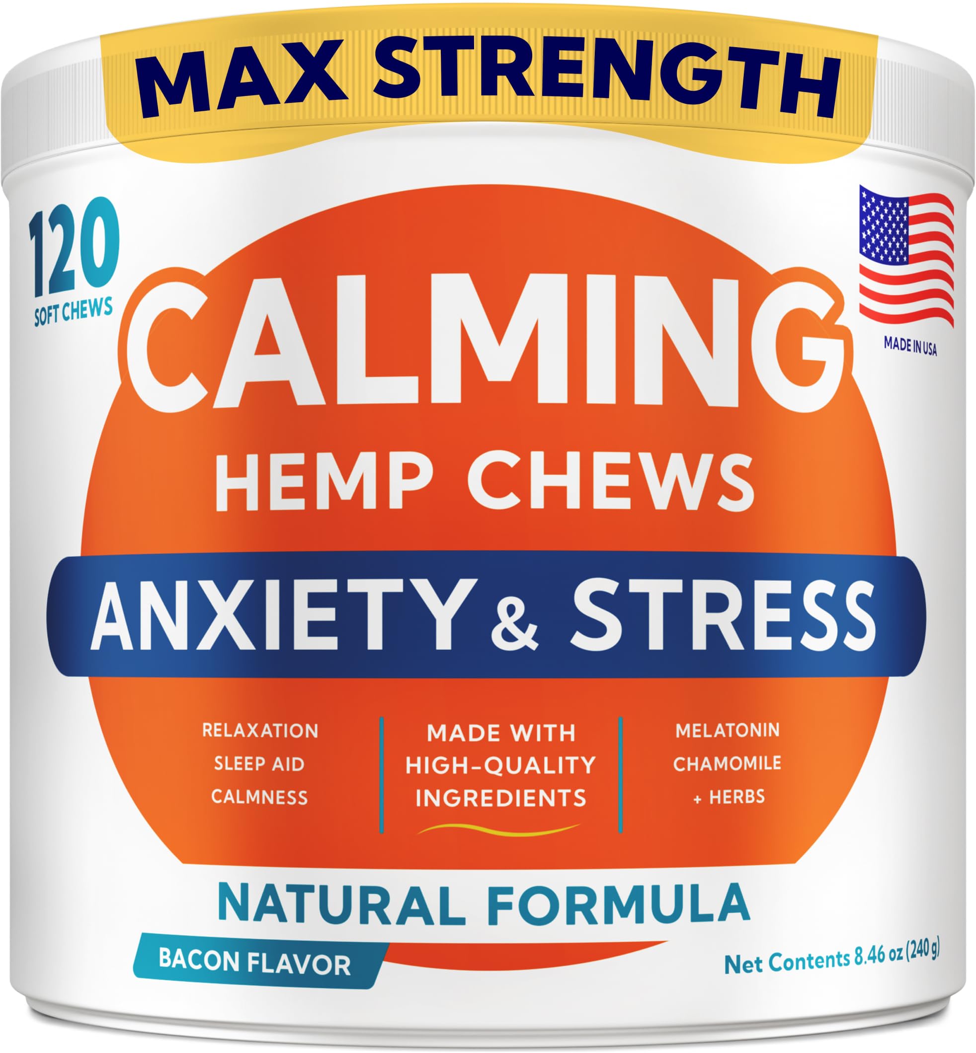 GOODGROWLIES Advanced Calming Chews bottle shown for dog stress relief