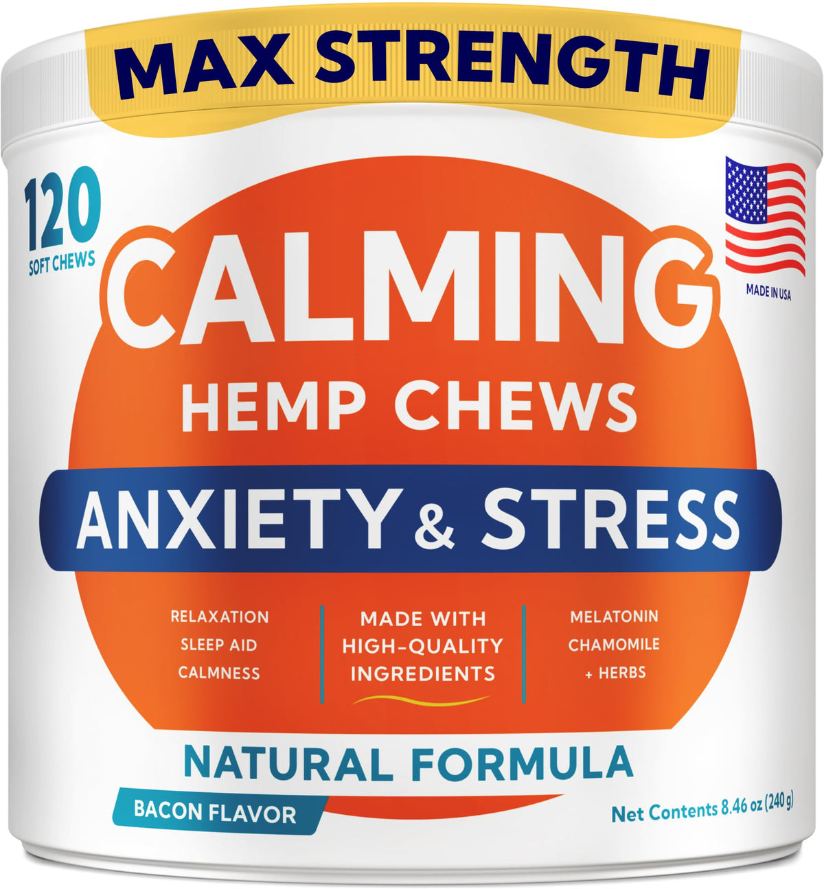 GOODGROWLIES Advanced Calming Chews bottle shown for dog stress relief